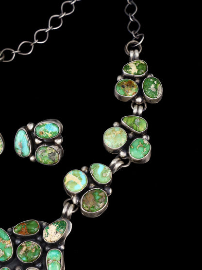 Native American Sterling Silver Sonoran Gold Turquoise Necklace Set