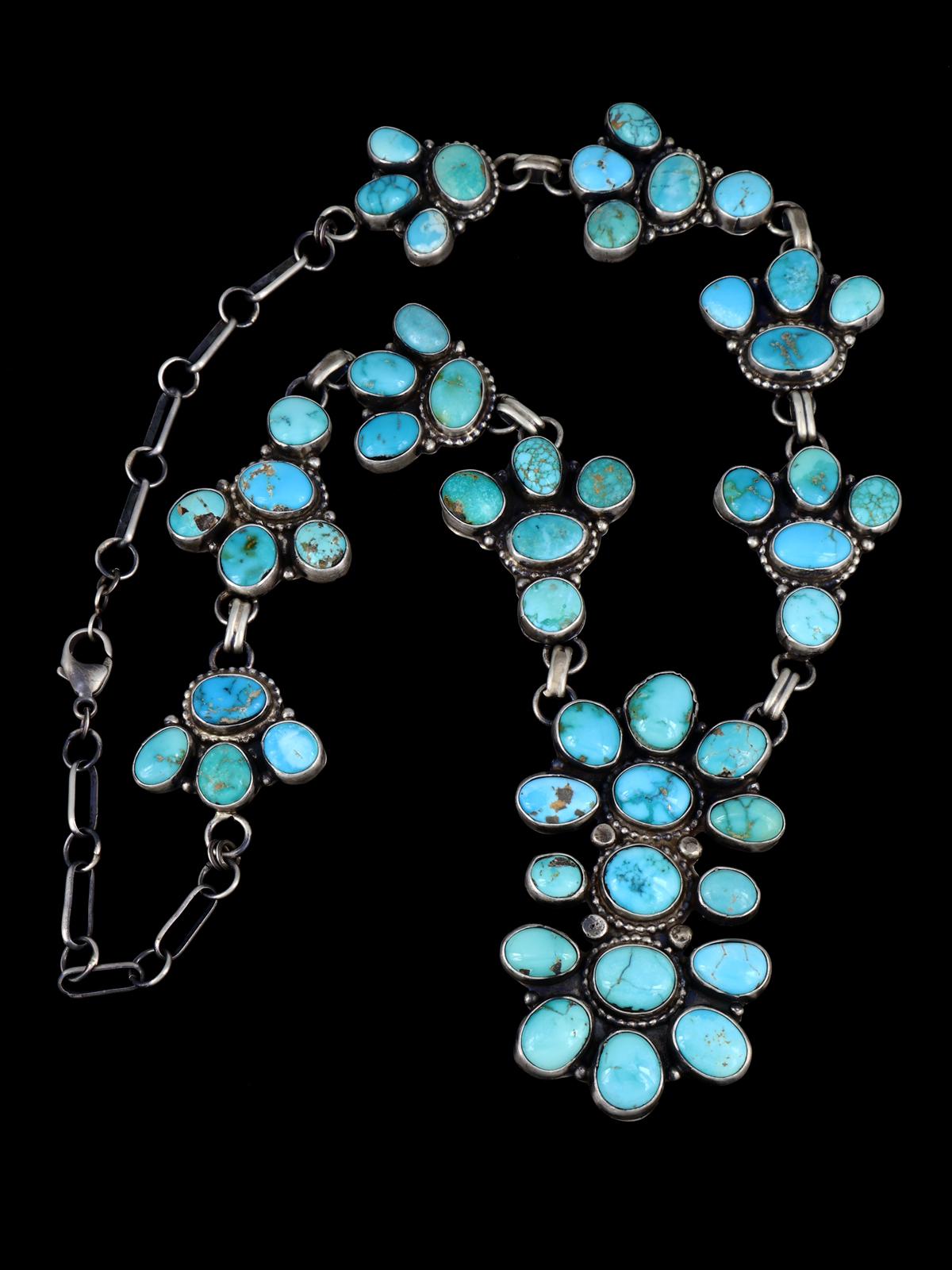 Navajo Sterling Silver Carico Lake Turquoise Lariat Necklace