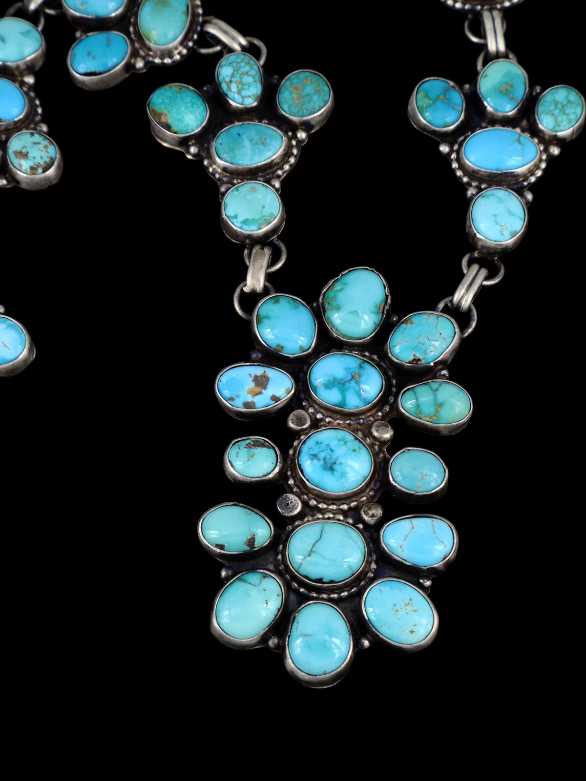 Navajo Sterling Silver Carico Lake Turquoise Lariat Necklace