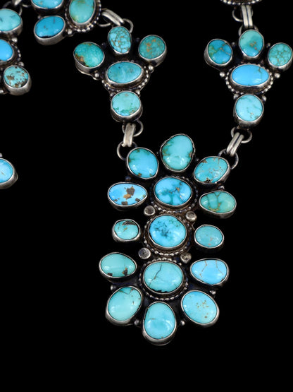 Navajo Sterling Silver Carico Lake Turquoise Lariat Necklace