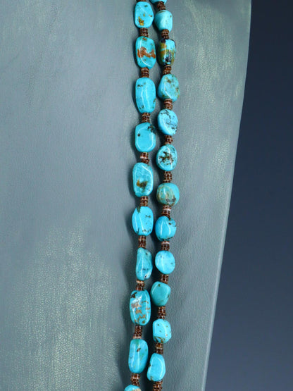 72" Extra Long Native American Jewelry Single Strand Turquoise Necklace
