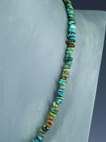 22" Native American Jewelry Single Strand Turquoise Nugget Necklace