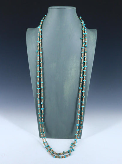 80" Extra Long Native American Jewelry Single Strand Turquoise Necklace