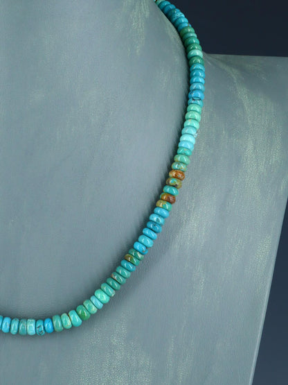18" Navajo Single Strand Polychrome Turquoise Necklace