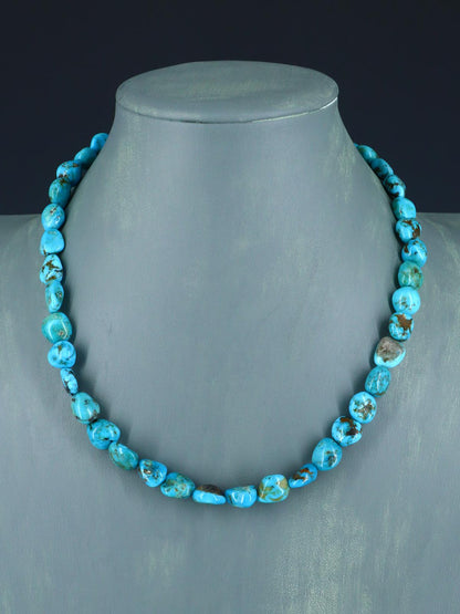19" Navajo Single Strand Turquoise Nugget Necklace