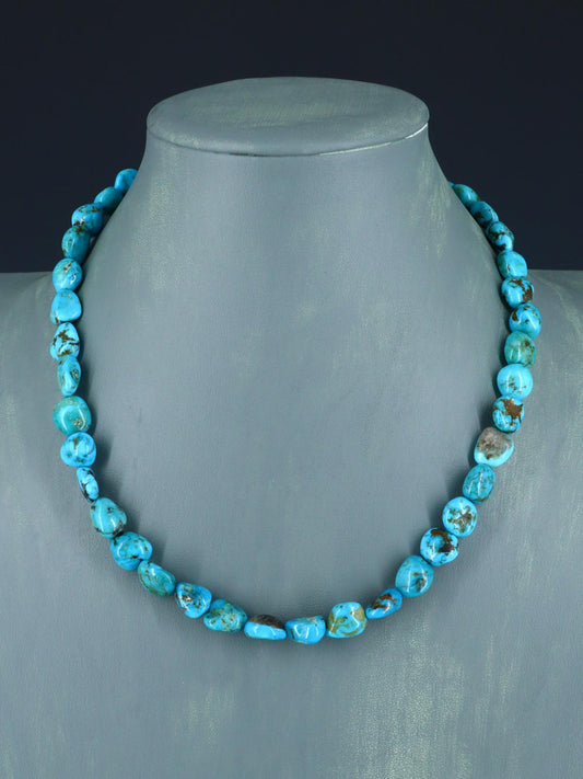 19" Navajo Single Strand Turquoise Nugget Necklace