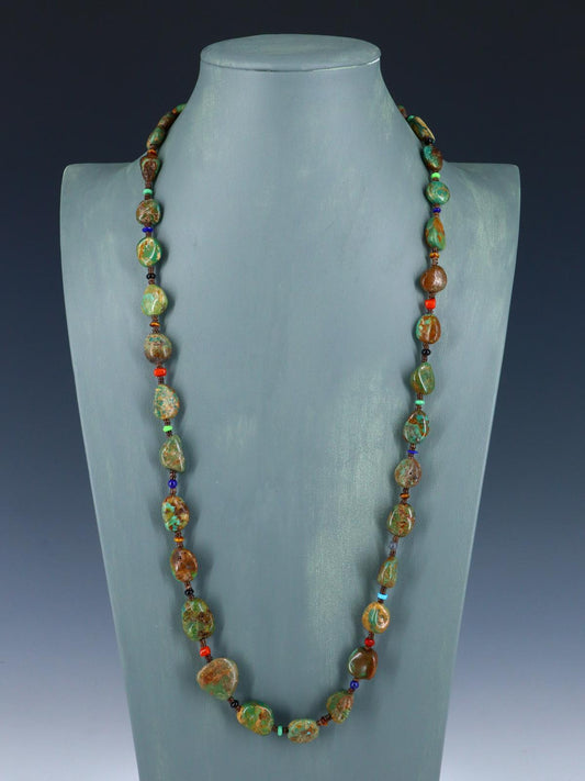 30" Native American Turquoise Nugget Multistone Necklace
