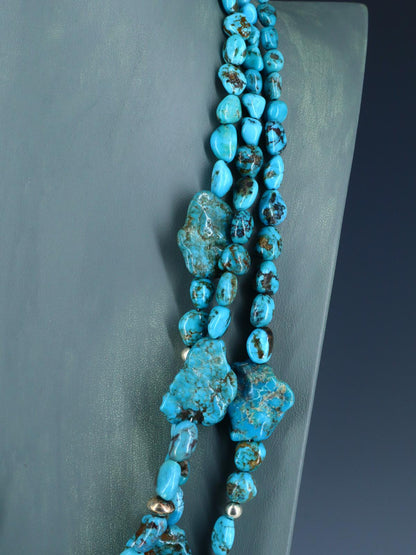 Chunky Native American Triple Strand Turquoise Necklace