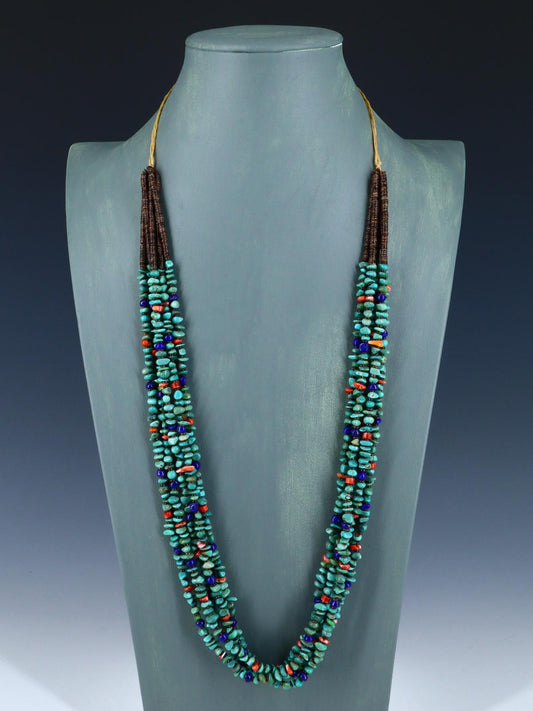 Native American Santo Domingo Turquoise and Spiny Oyster Necklace