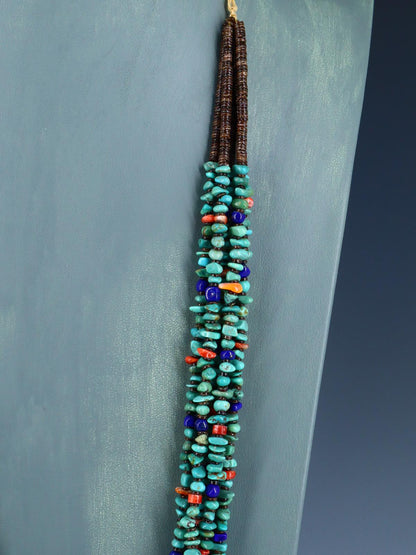 Native American Santo Domingo Turquoise and Spiny Oyster Necklace