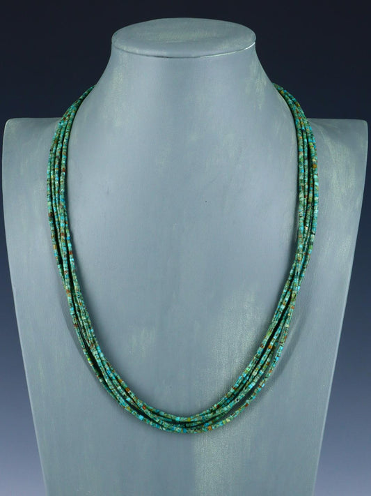 Sterling Silver Five Strand Turquoise Necklace