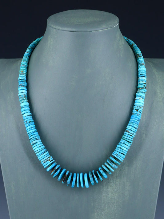 Native American Jewelry Single Strand Graduated Turquoise Necklace