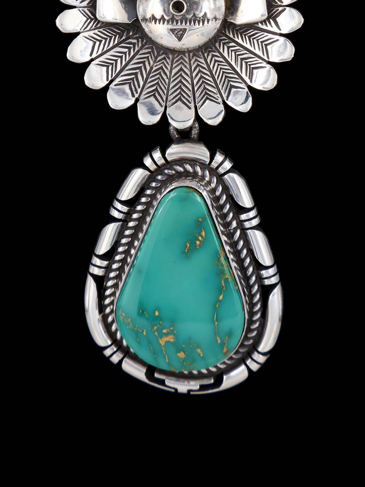 Native American Sterling Silver Royston Turquoise Kachina Pendant - PuebloDirect.com
