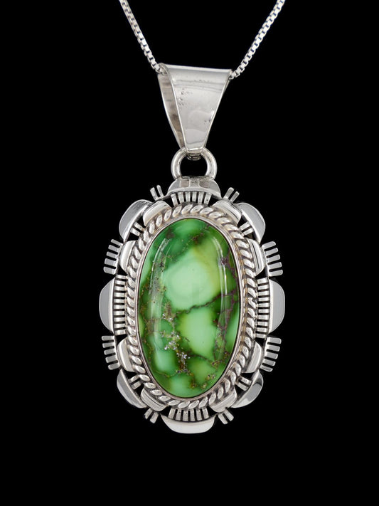 Native American Sonoran Gold Turquoise Sterling Silver Pendant - PuebloDirect.com