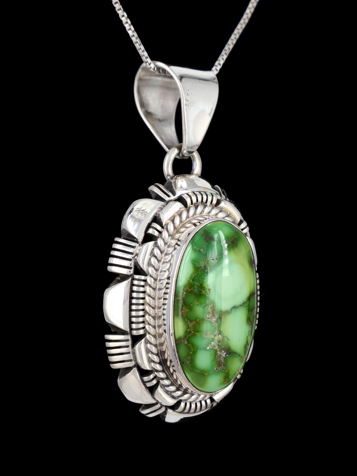 Native American Sonoran Gold Turquoise Sterling Silver Pendant - PuebloDirect.com