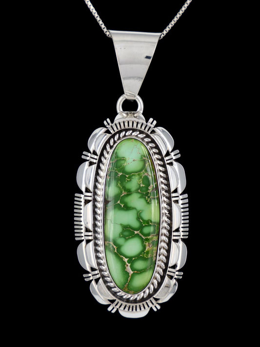 Native American Sonoran Gold Turquoise Sterling Silver Pendant - PuebloDirect.com