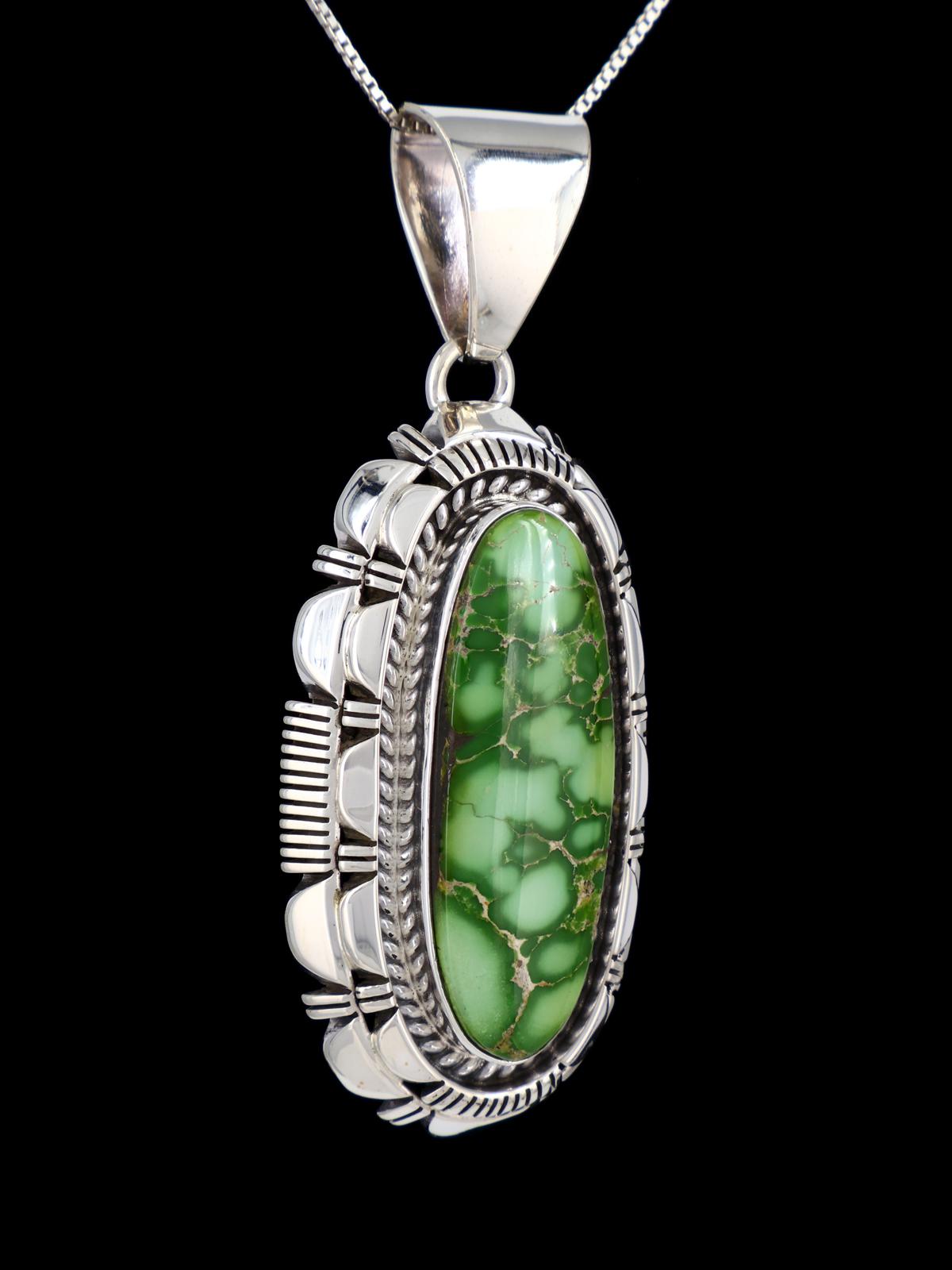 Native American Sonoran Gold Turquoise Sterling Silver Pendant - PuebloDirect.com