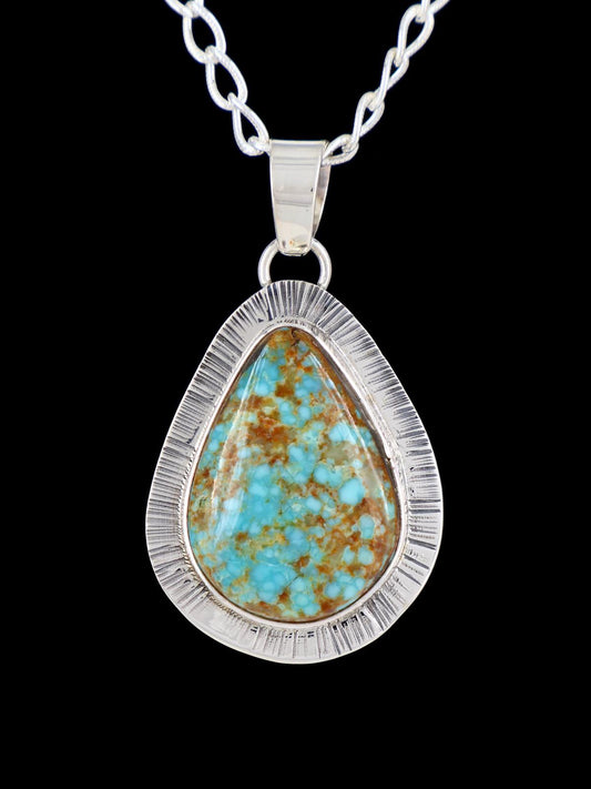 Native American Jewelry Number 8 Turquoise Pendant - PuebloDirect.com