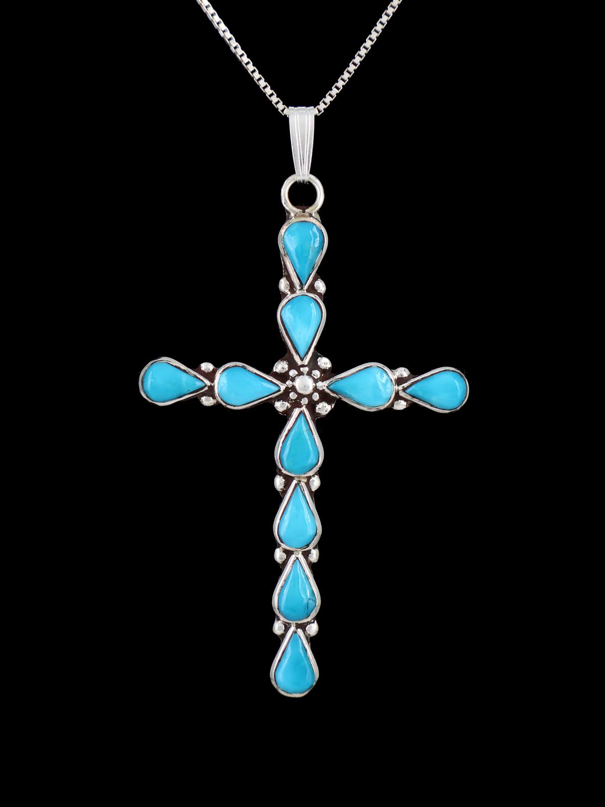 Sterling Silver Zuni Cross Necklace Pendant - PuebloDirect.com
