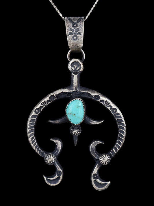Native American Turquoise Sterling Silver Naja Pendant