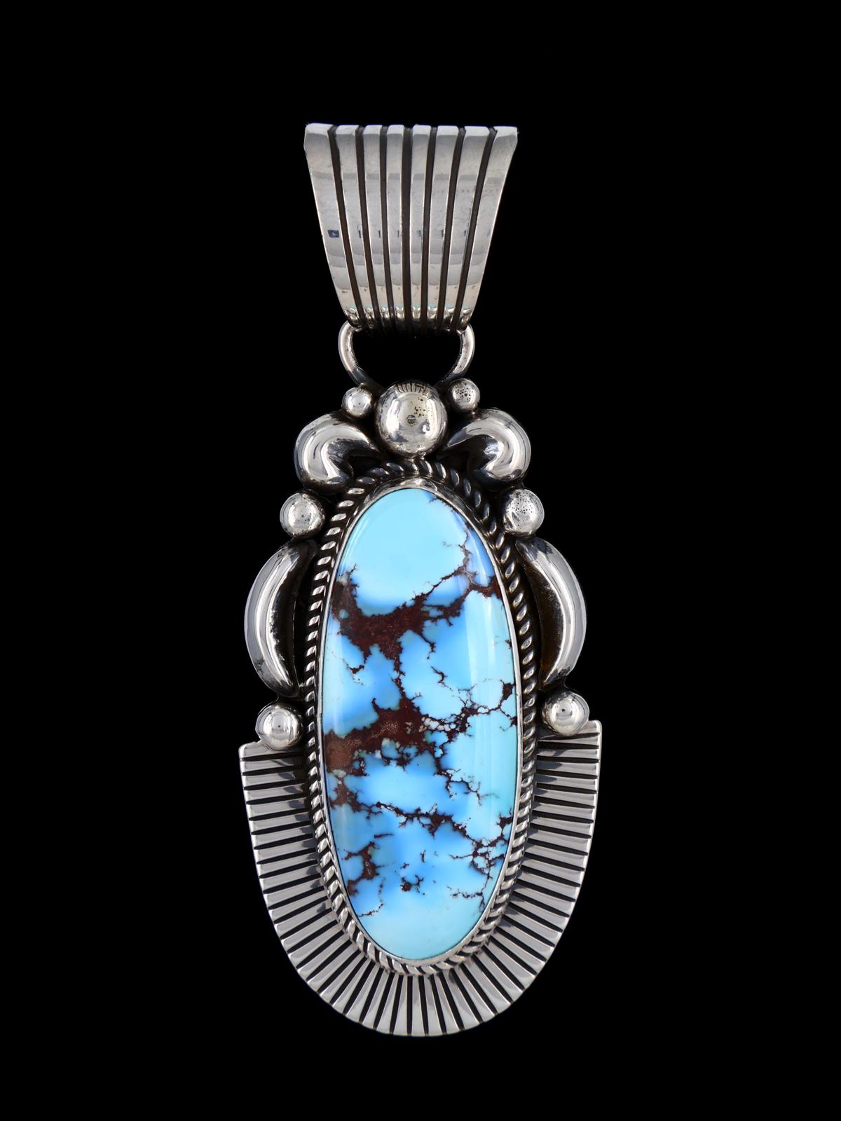 Native American Cold Chisel Golden Hill Turquoise Sterling Silver Pendant