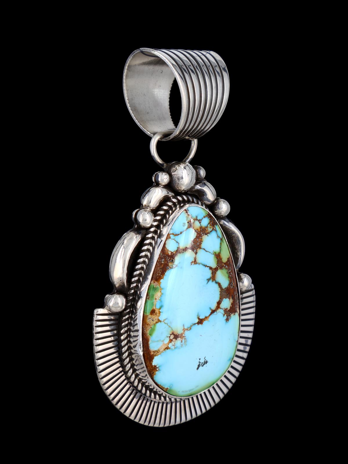 Native American Cold Chisel Sonoran Gold Turquoise Sterling Silver Pendant