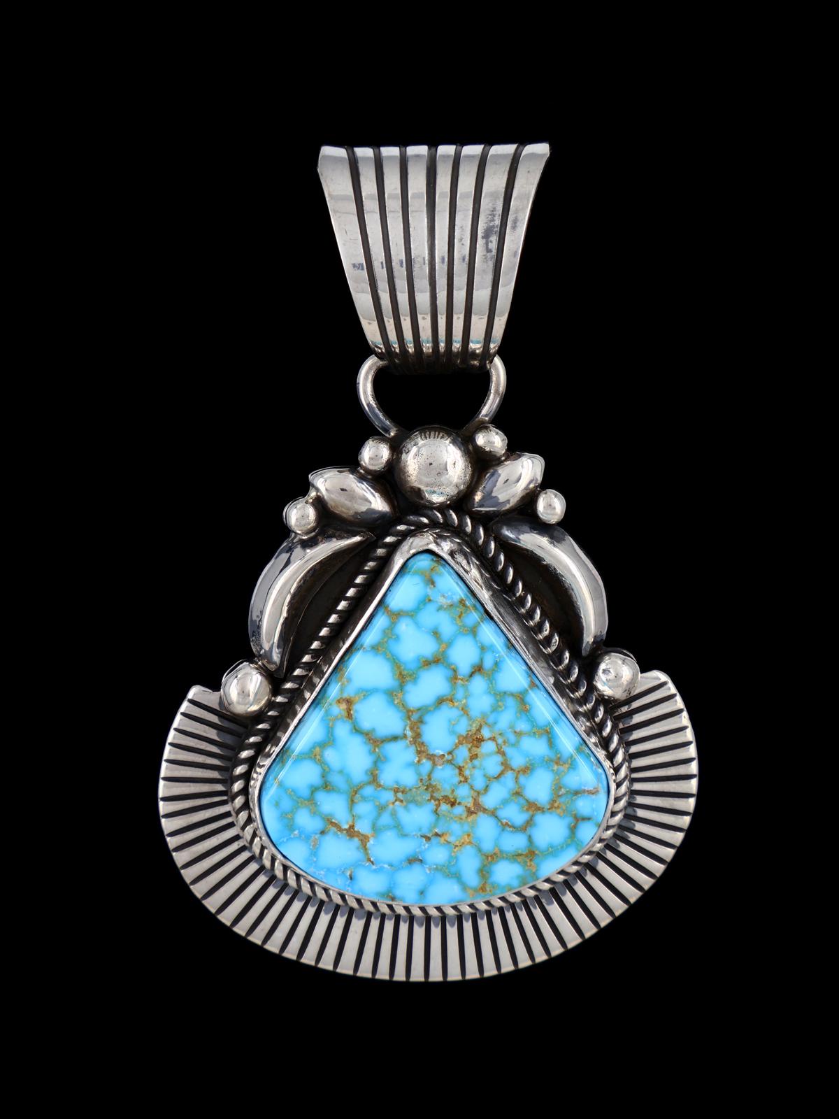 Native American Cold Chisel Kingman Turquoise Sterling Silver Pendant