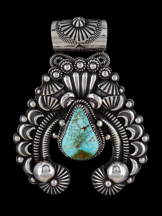 Native American Sterling Silver Jewelry Natural Royston Turquoise Naja Pendant