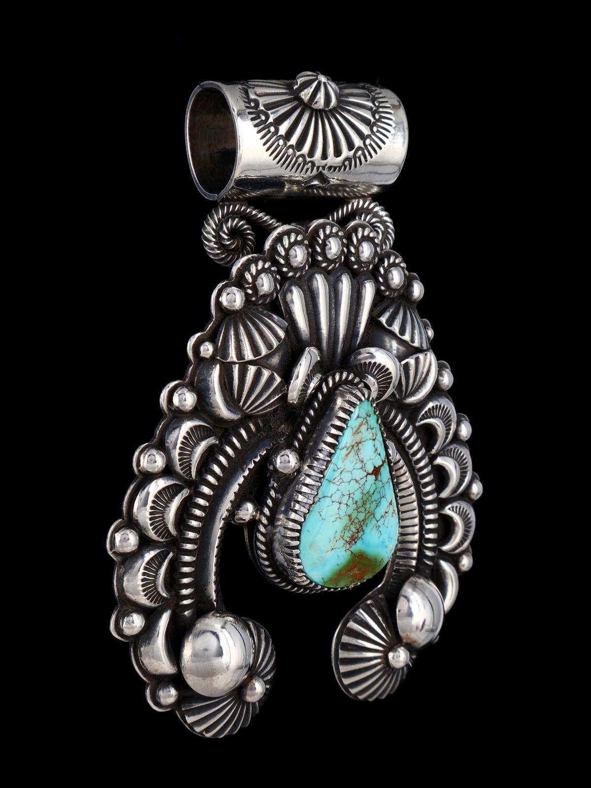 Native American Sterling Silver Jewelry Natural Royston Turquoise Naja Pendant