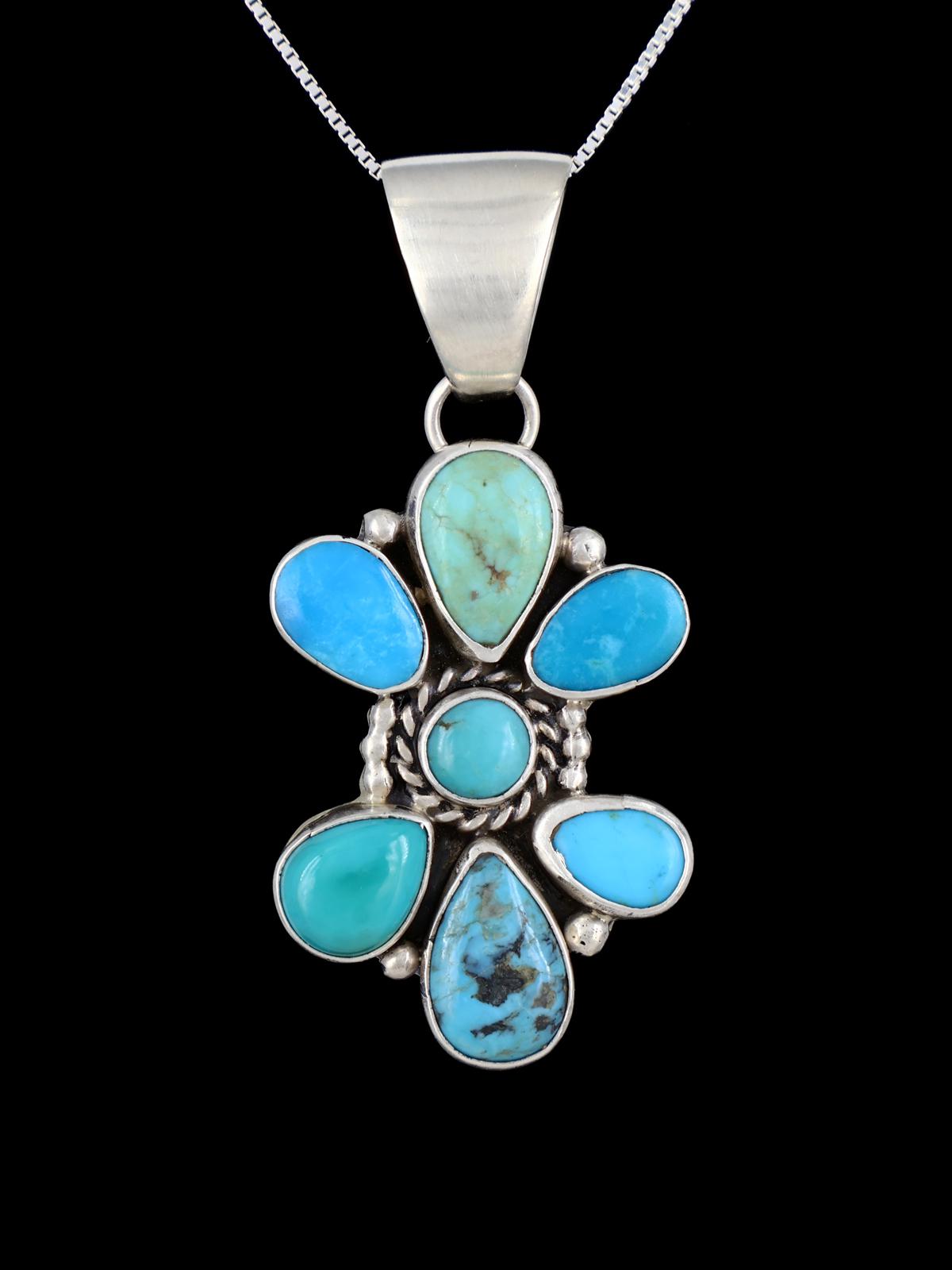 Natural Turquoise Navajo Sterling Silver Pendant