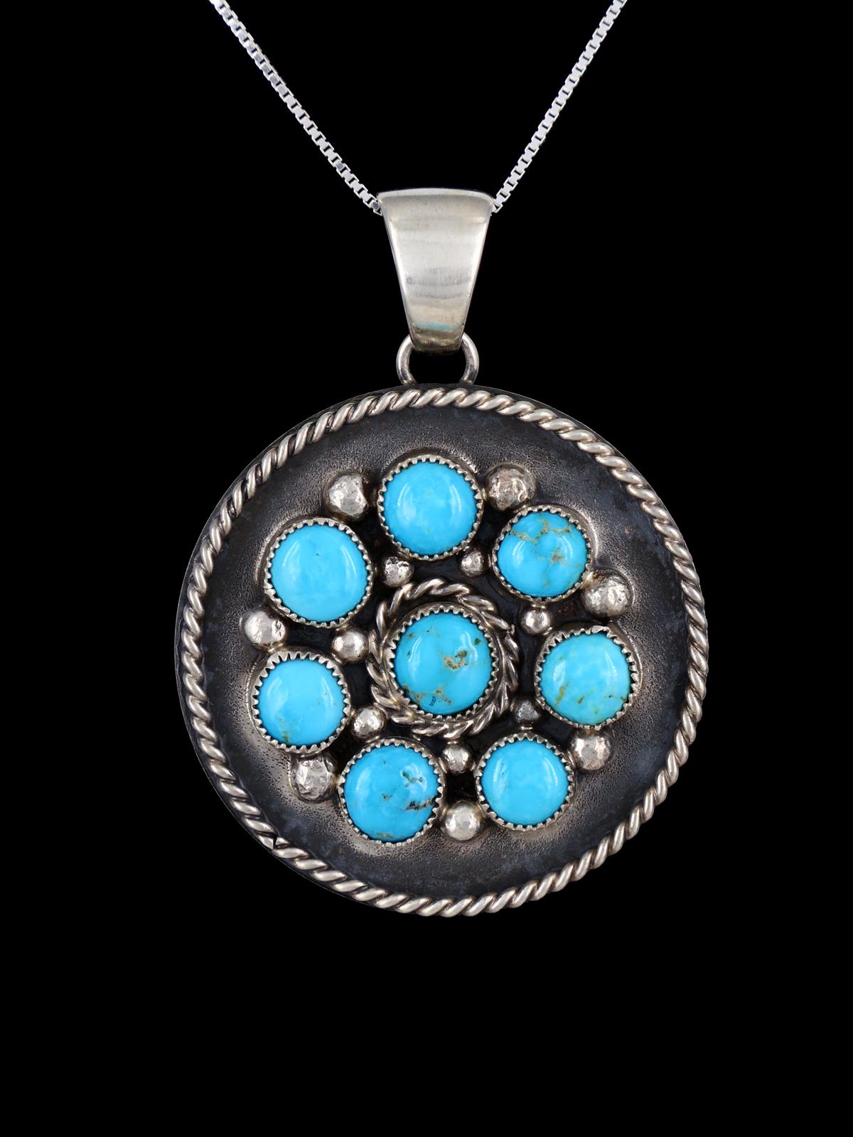 Navajo Sterling Silver Turquoise Cluster Pendant