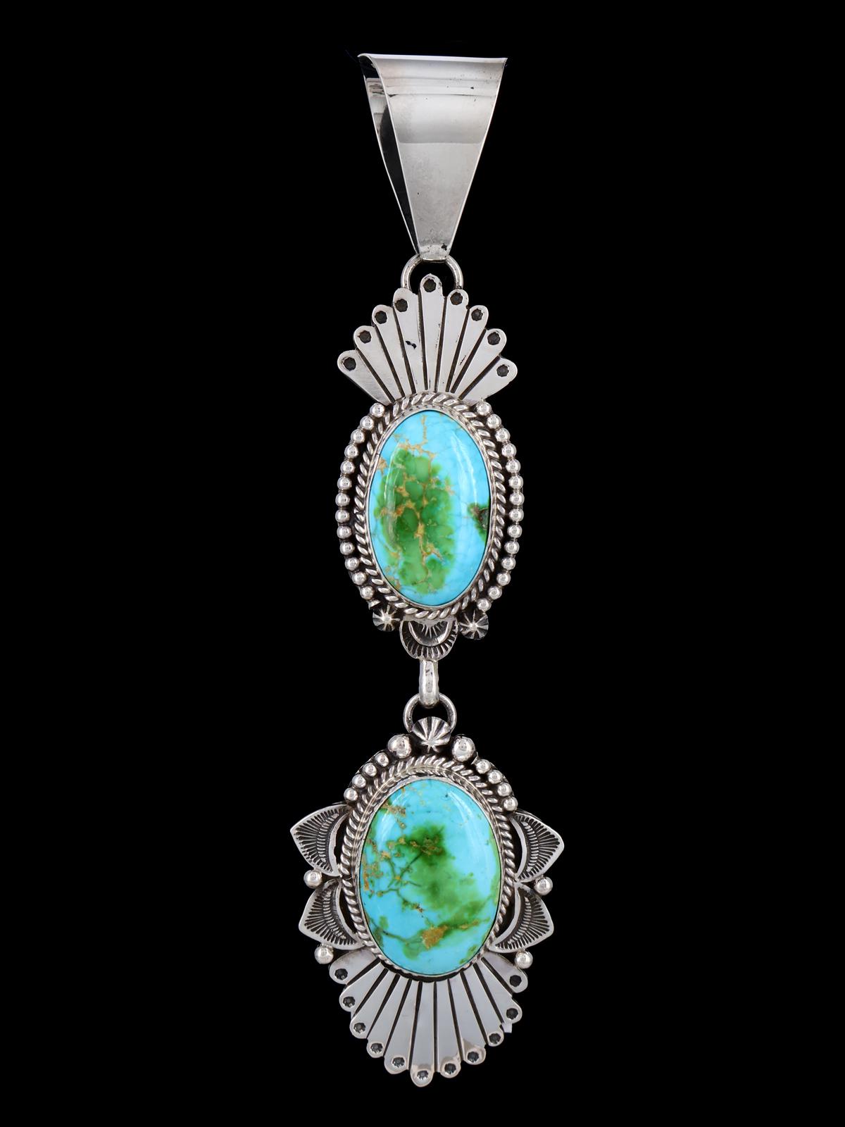Native American Sonoran Gold Turquoise Sterling Silver Pendant