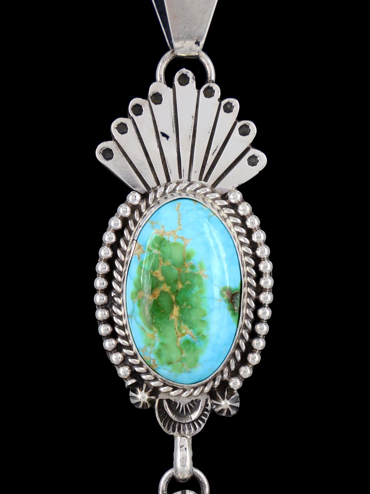 Native American Sonoran Gold Turquoise Sterling Silver Pendant