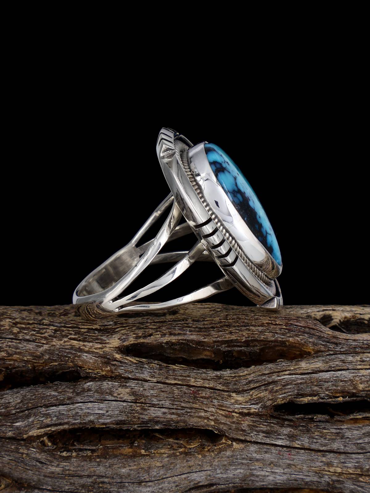 Kingman Turquoise Sterling Silver Ring, Size 7 1/4 - PuebloDirect.com