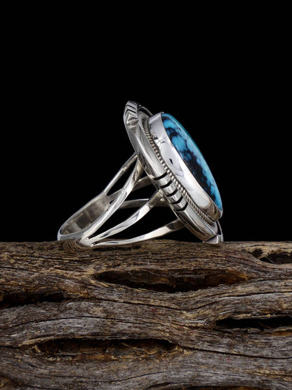 Kingman Turquoise Sterling Silver Ring, Size 7 1/4 - PuebloDirect.com