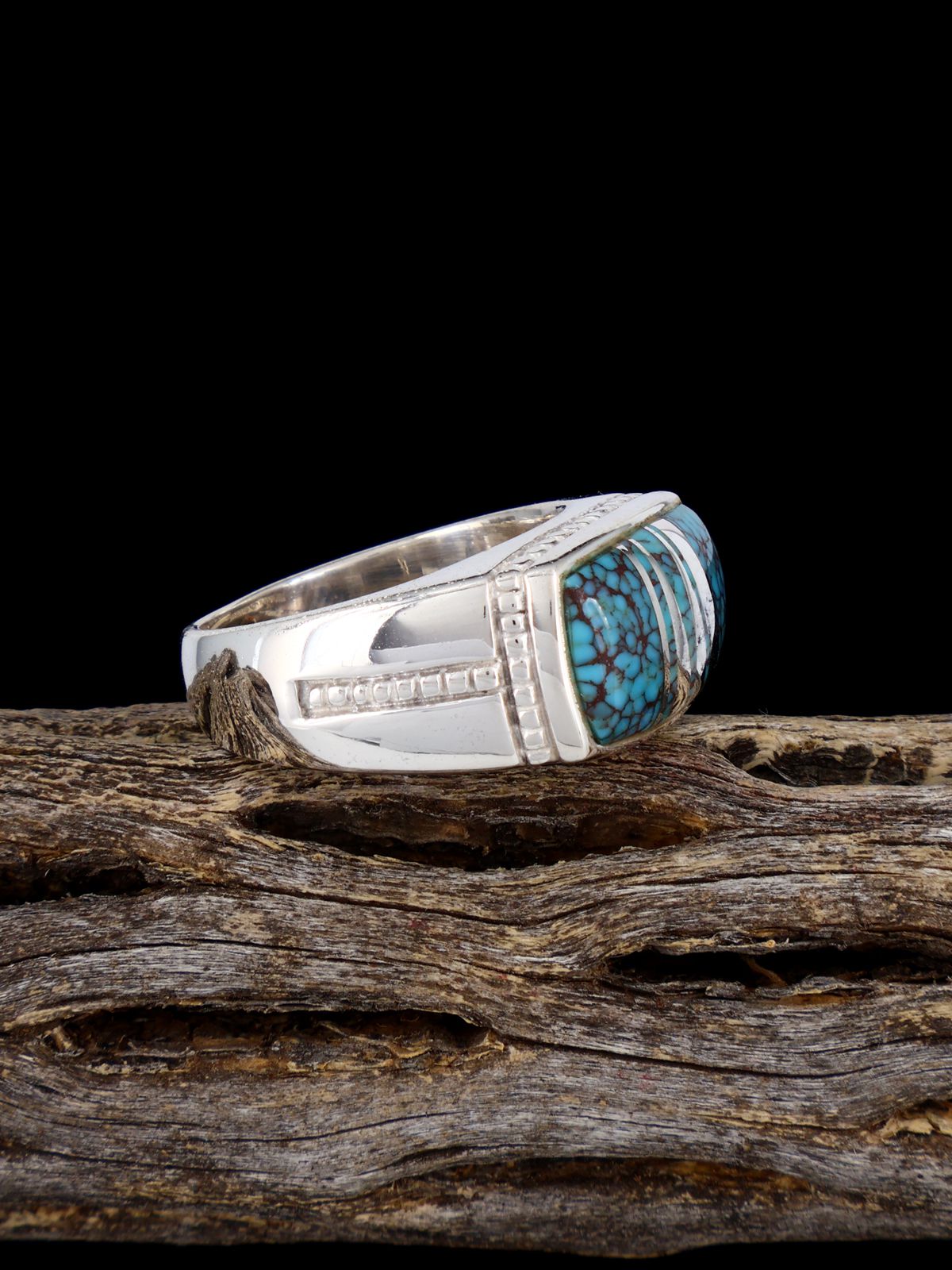 Turquoise Inlay Ring, Size 8 1/2 - PuebloDirect.com