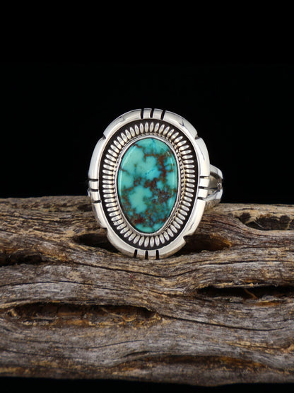 Navajo Turquoise Ring, Size 8 1/4 - PuebloDirect.com