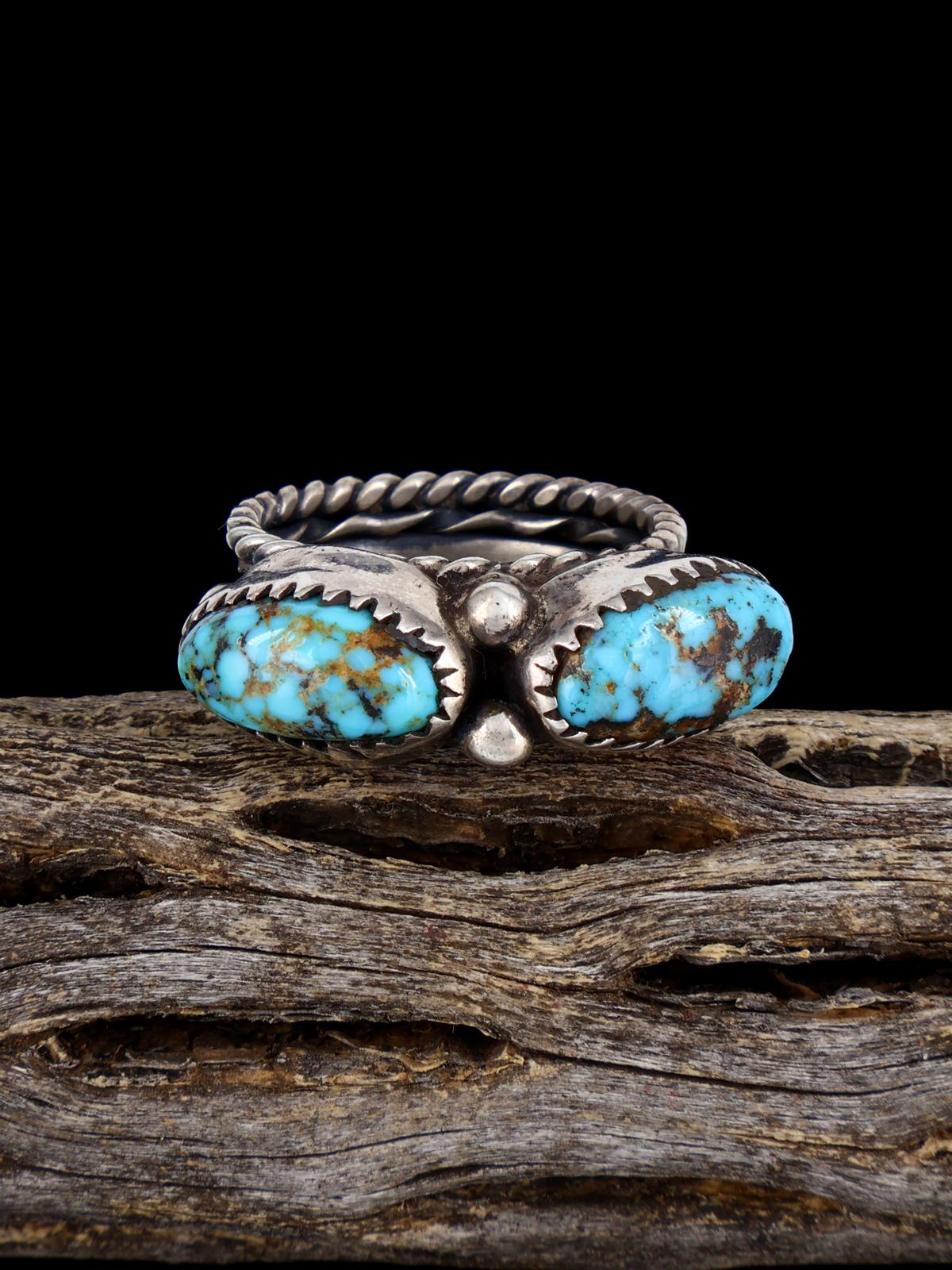 Vintage Sterling Silver Turquoise Ring, Size 8 1/2 - PuebloDirect.com