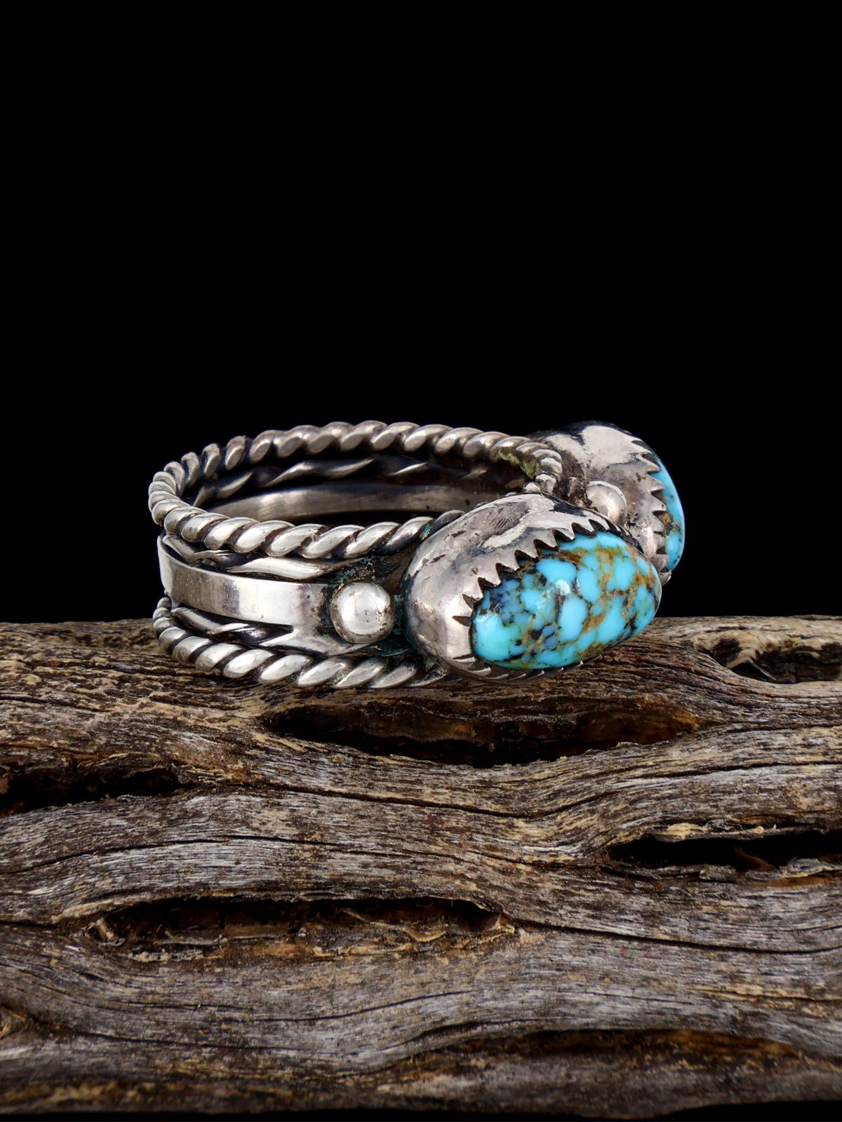 Vintage Sterling Silver Turquoise Ring, Size 8 1/2 - PuebloDirect.com