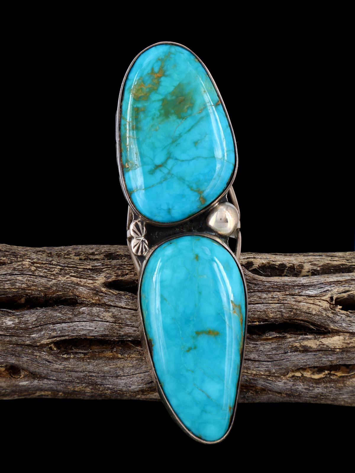 Vintage Sterling Silver Turquoise Ring, Size 7 1/2 - PuebloDirect.com