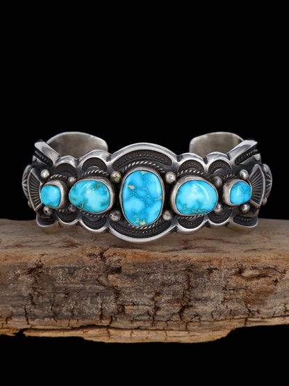 Native American Jewelry Natural Kingman Waterweb Turquoise Cuff Bracelet - PuebloDirect.com