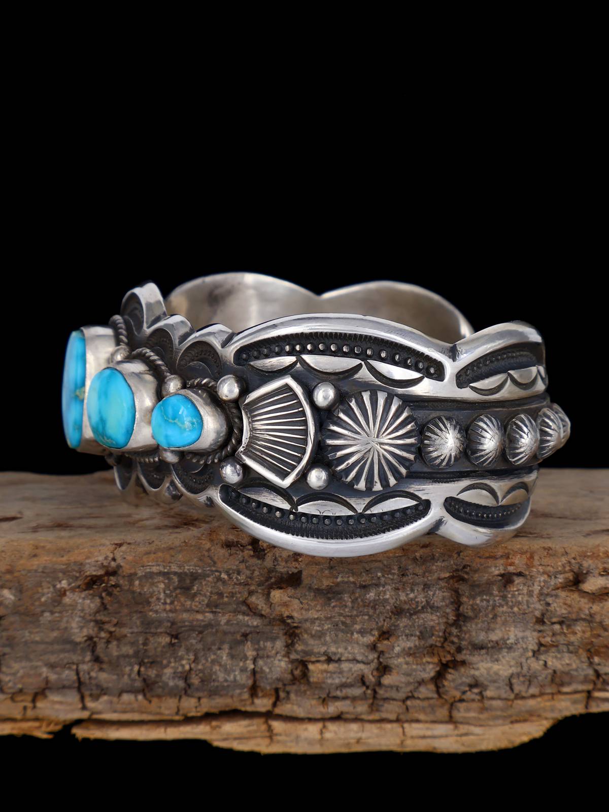 Native American Jewelry Natural Kingman Waterweb Turquoise Cuff Bracelet - PuebloDirect.com