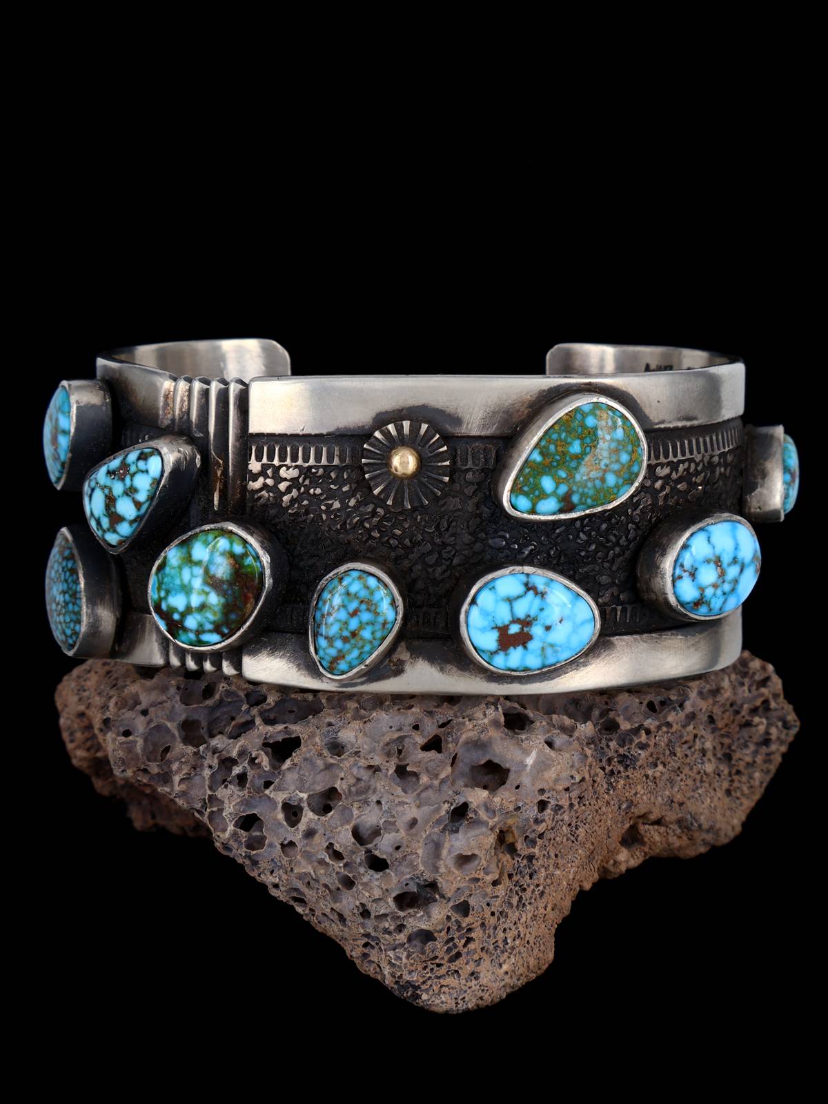Native American Jewelry Kingman Turquoise Cuff Bracelet - PuebloDirect.com