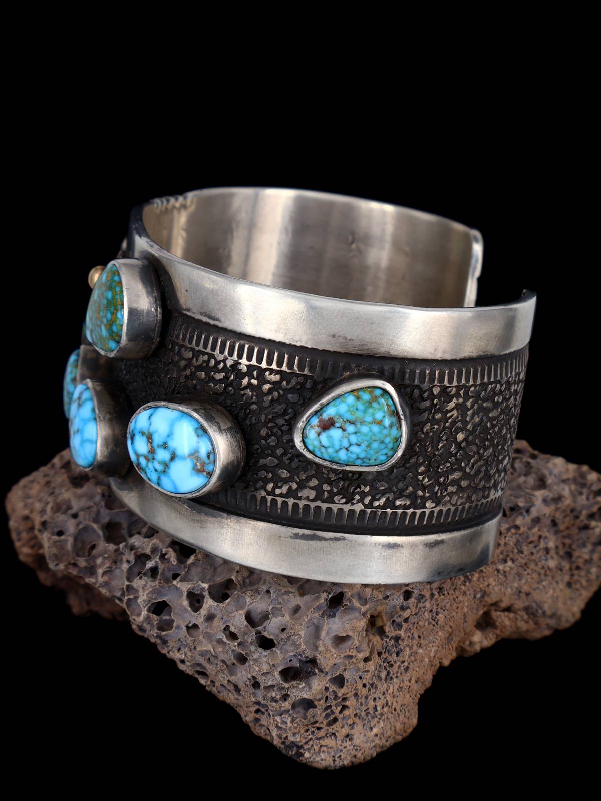 Native American Jewelry Kingman Turquoise Cuff Bracelet - PuebloDirect.com