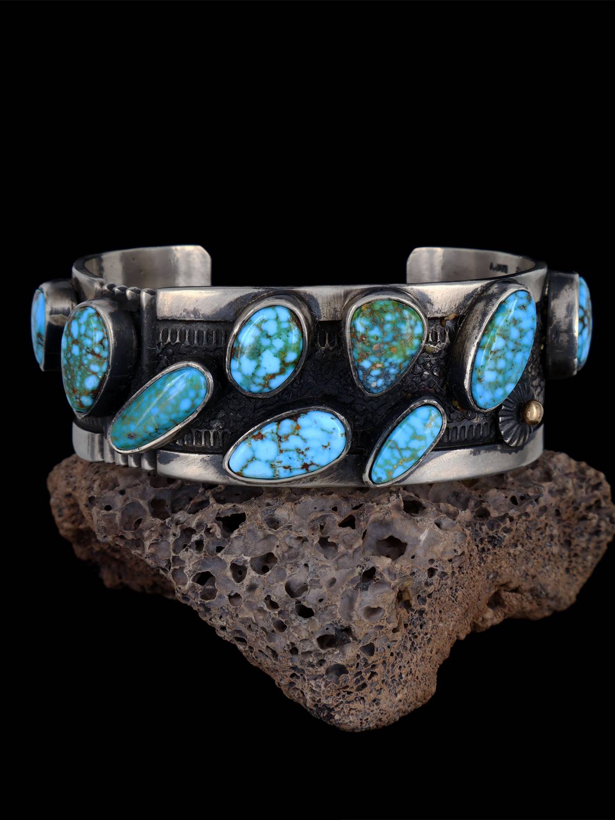 Native American Jewelry Kingman Turquoise Cuff Bracelet - PuebloDirect.com