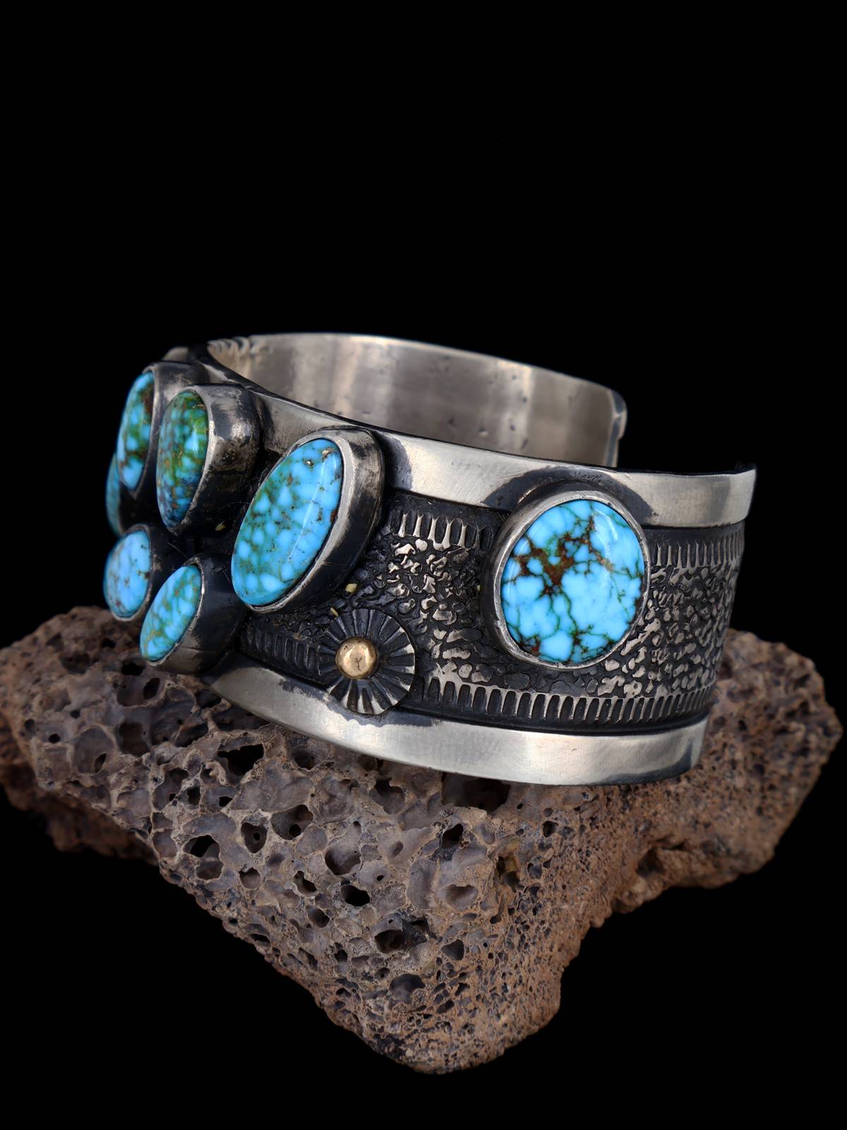 Native American Jewelry Kingman Turquoise Cuff Bracelet - PuebloDirect.com