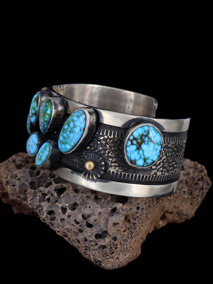 Native American Jewelry Kingman Turquoise Cuff Bracelet - PuebloDirect.com