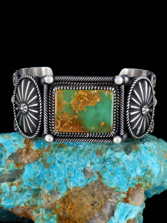 Navajo Natural Royston Turquoise Sterling Silver Cuff Bracelet - PuebloDirect.com