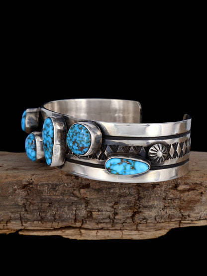 Native American Jewelry Kingman Turquoise Cuff Bracelet - PuebloDirect.com