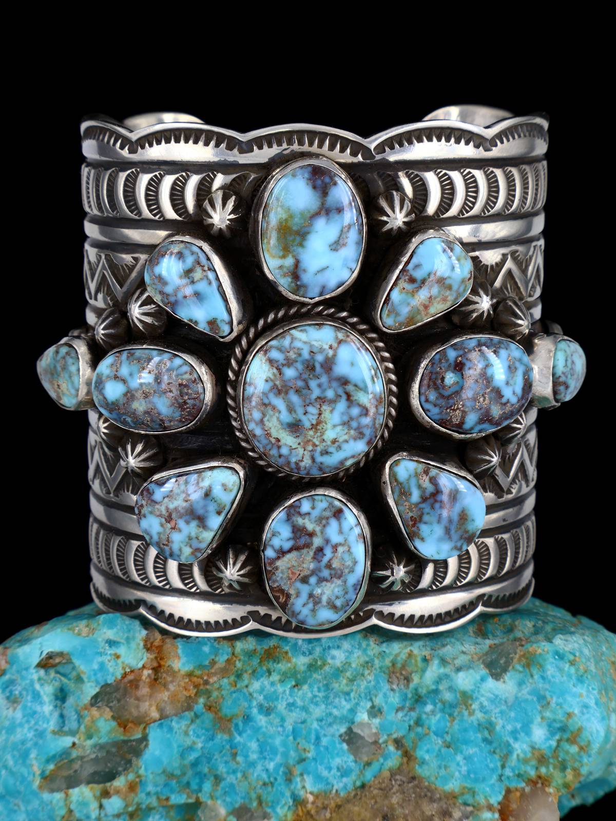 Native American Indian Jewelry Natural Dry Creek Turquoise Cuff Bracelet - PuebloDirect.com